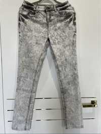 Spodnie damskie mazane marmurkowe marmur szaro-białe r L/XL jak nowe