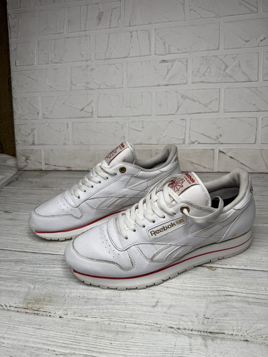 Мужские кроссовки reebok white red leather classic