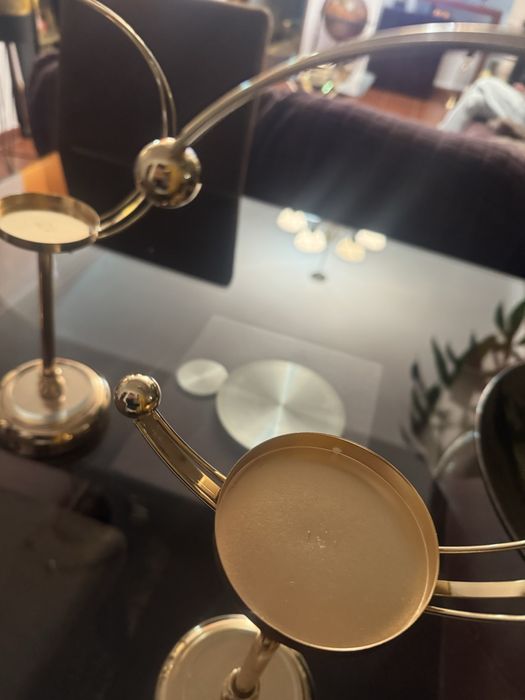 3 candelabros em dourado novo