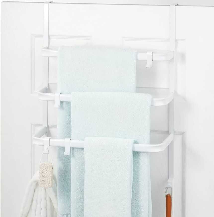 Wieszak na ręczniki bez wiercenia - na drzwi lub na kabinę prysznicową