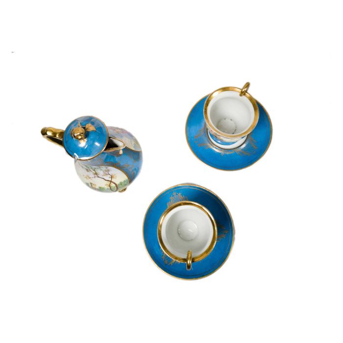 Serviço chá porcelana azul Manufatura Nacional Sevres | século XVIII