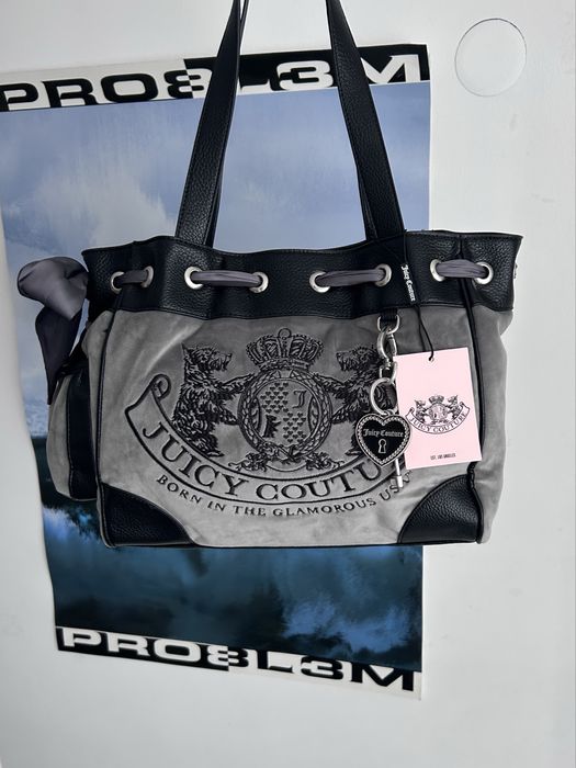 Szara welurowa torebka daydreamer juicy couture na ramię a4 nowa