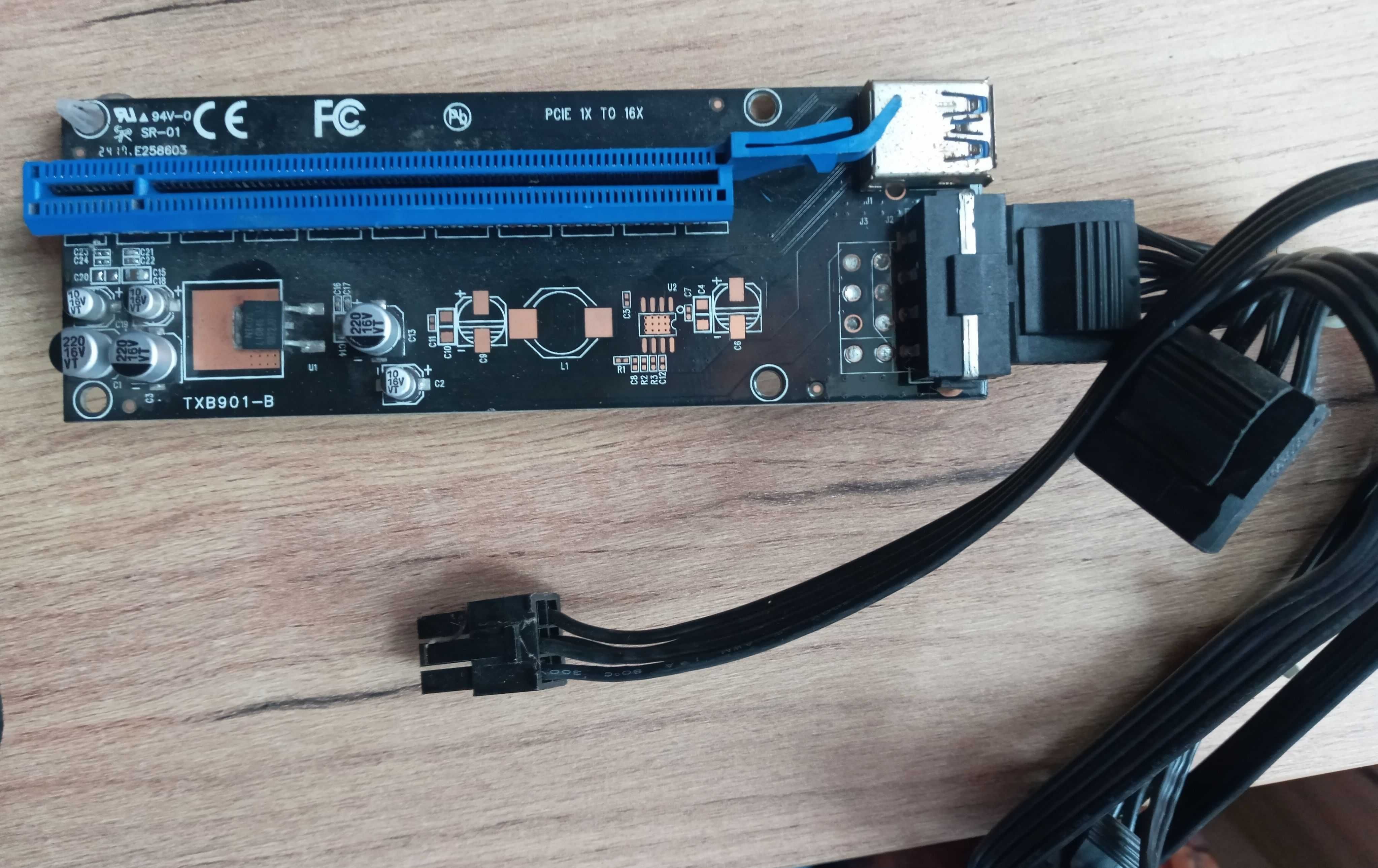 Удлинитель шины PCI-E, райзер PCI-E 1Х to 16Х, для майнинга.