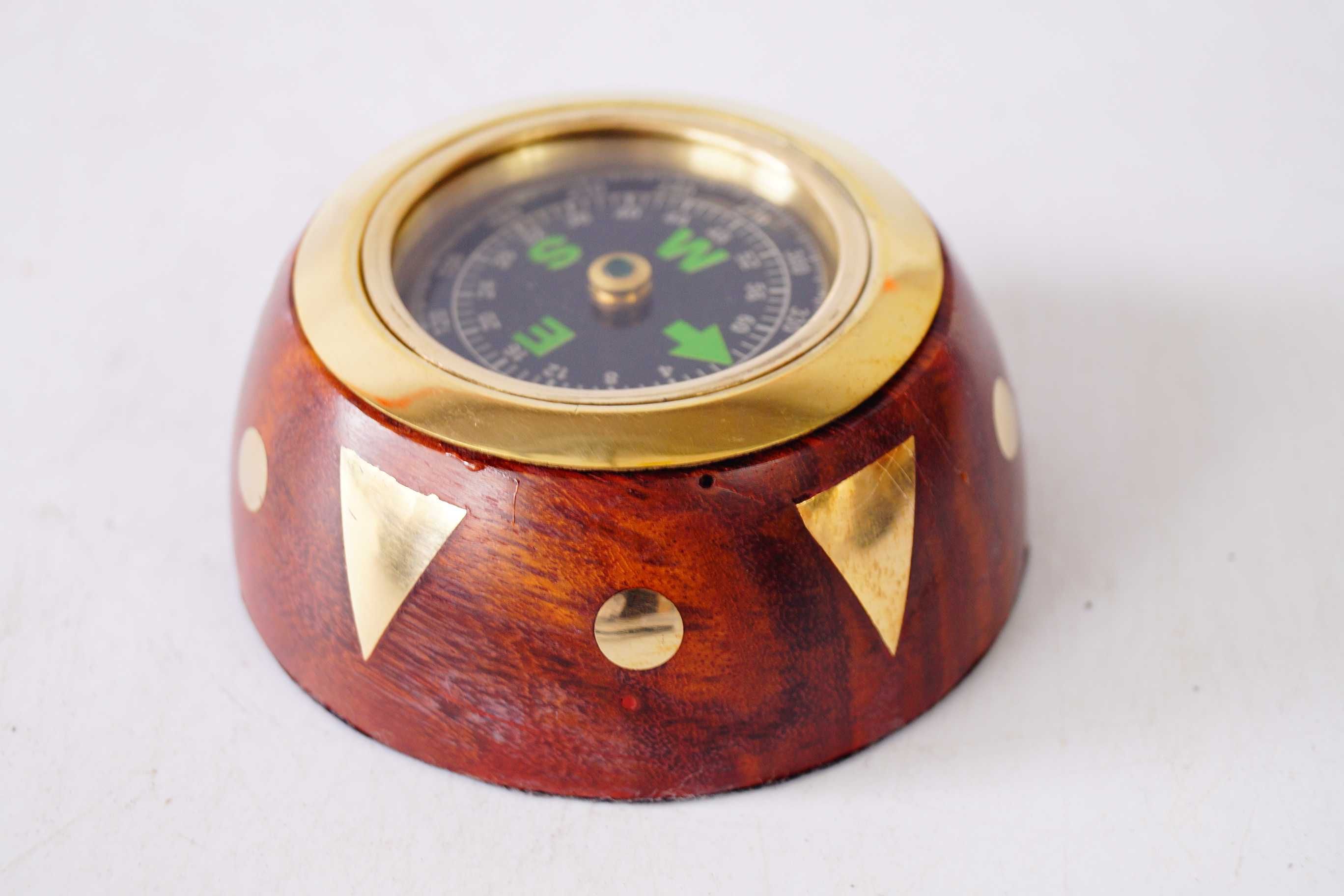 Kompas nawigacja morska drewniany mosiężne aplikacje