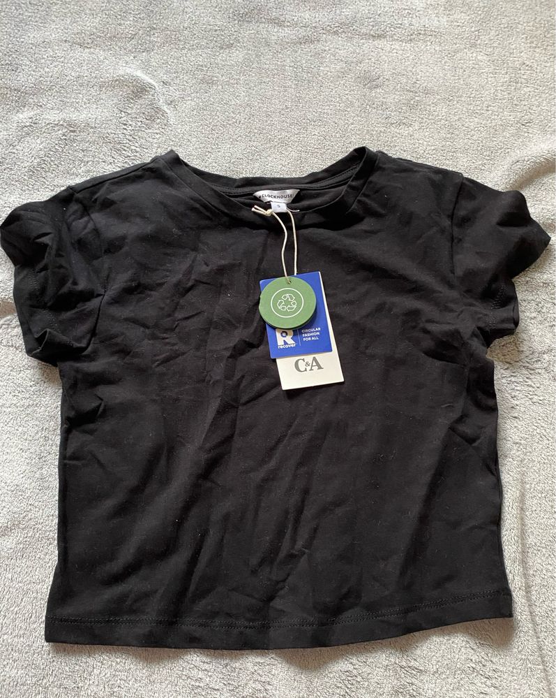 Czarna koszulka t-shirt, Clockhouse, C&A, rozmiar S
