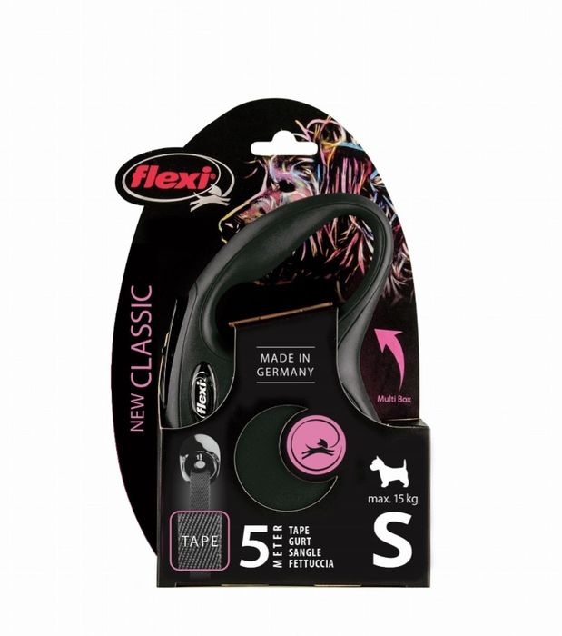 Smycz Flexi New Classic S taśma 5m 15kg czarna