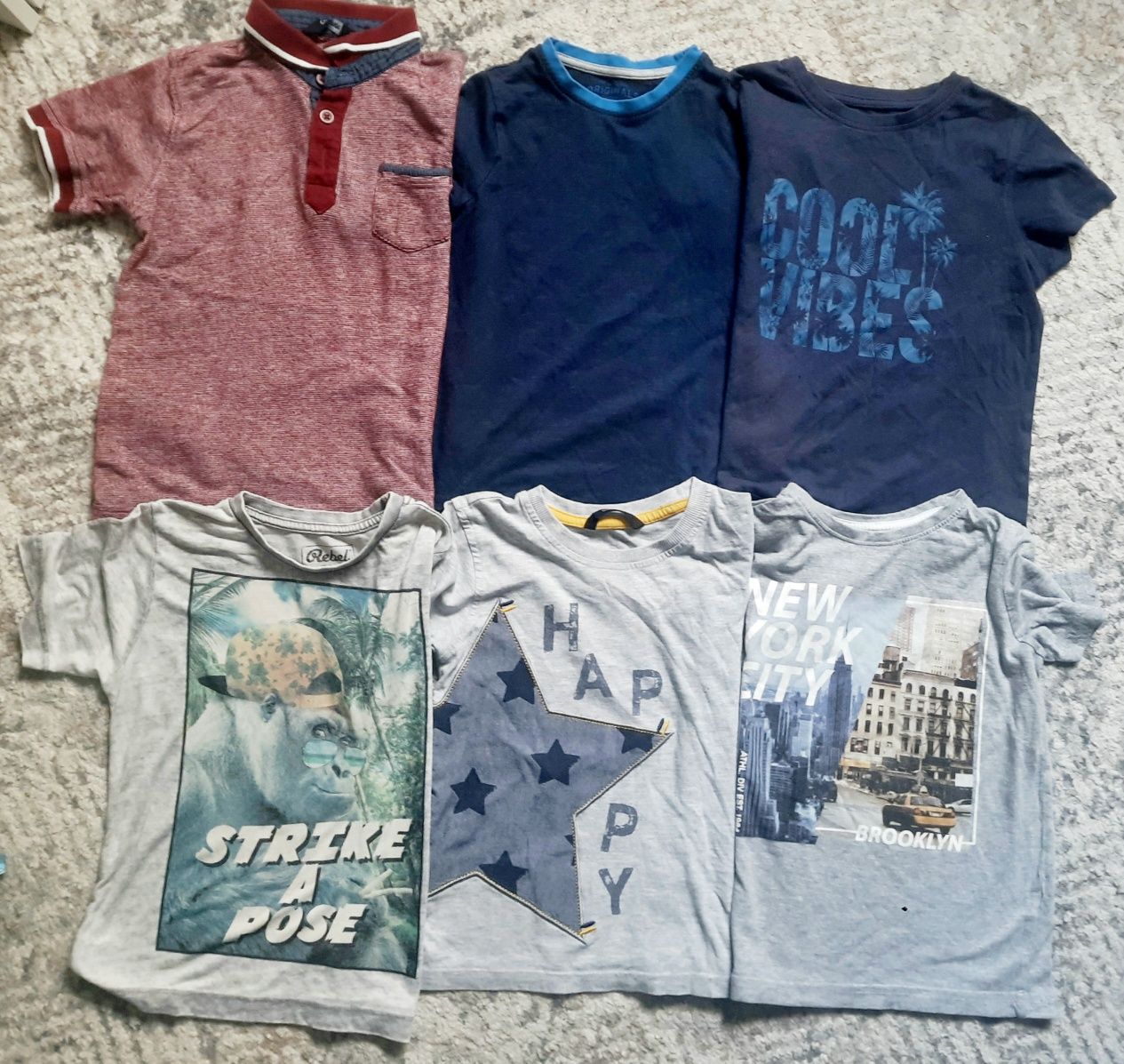 Koszulki chłopięce T-shirty na krótki rękaw rozmiar 110 paka 6szt.