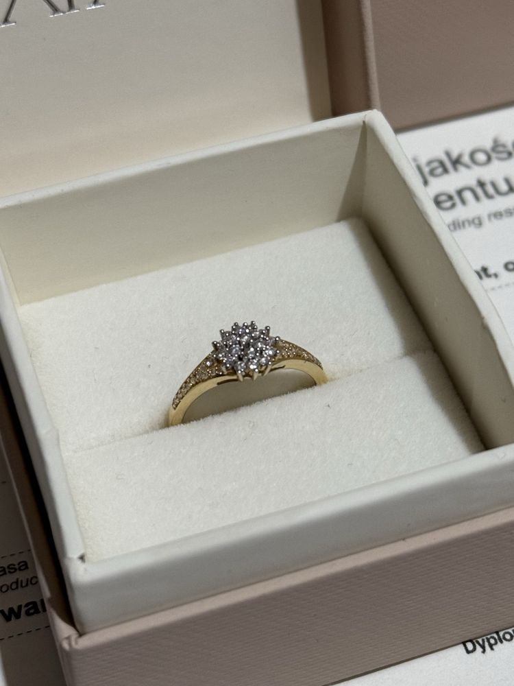 Pierscionek Apart złoty brylanty diamenty nowy 11 zaręczynowy