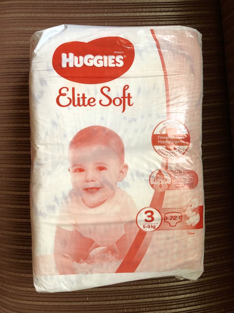 Huggies Elite Soft розмір 3 Підгузки памперси Хагіс Еліт софт, 72 шт