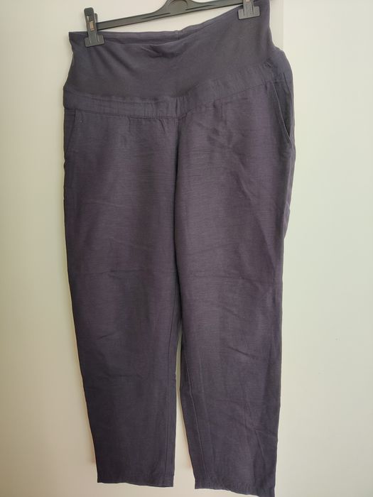 Calças de maternidade, azul escuro,  H&M, Linen Blend, 40