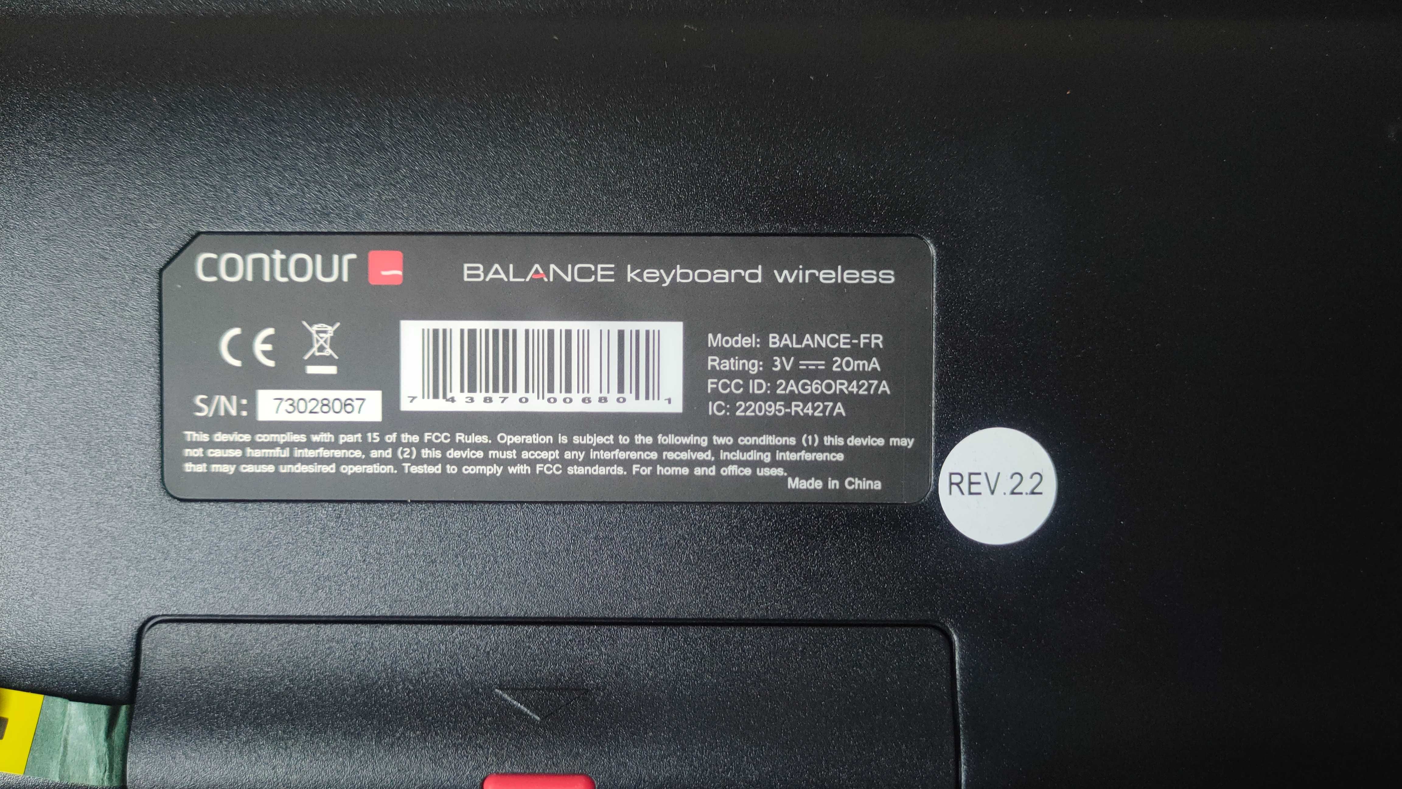 Klawiatura bezprzewodowa Contour Balance Keyboard Wireless czarna