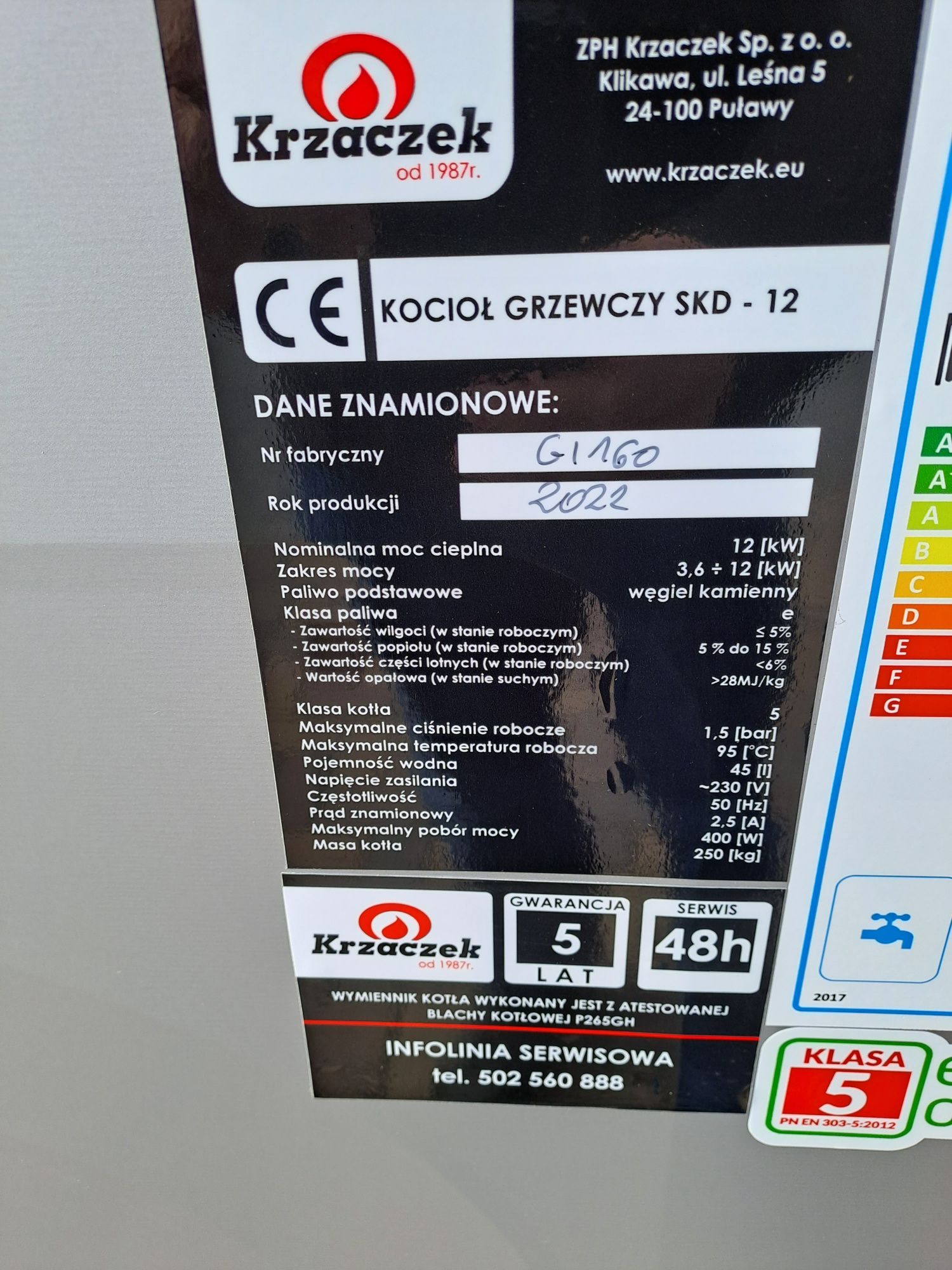 Kocioł, piec SKD 12 - 24kw, nowy, 5 klasa, eco design KRZACZEK