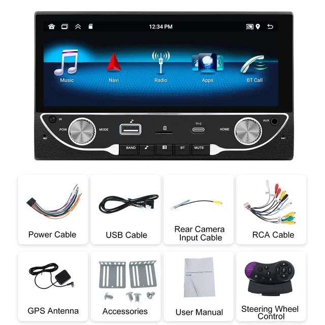 Rádio 2din 6,86" Android 13 Carplay GPS 2/64GB WiFi RDS DSP USB NOVO