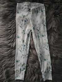Rozmiar 110 nowe legginsy spodnie getry prążkowane kwiaty