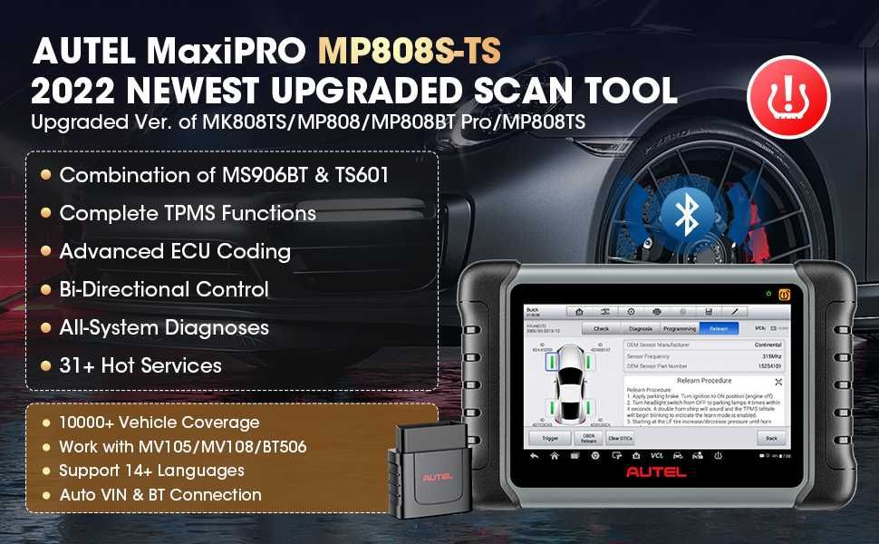 Máquina Diagnóstico OBD Autel MaxiPRO MP808S-TS Original PT (NOVO)