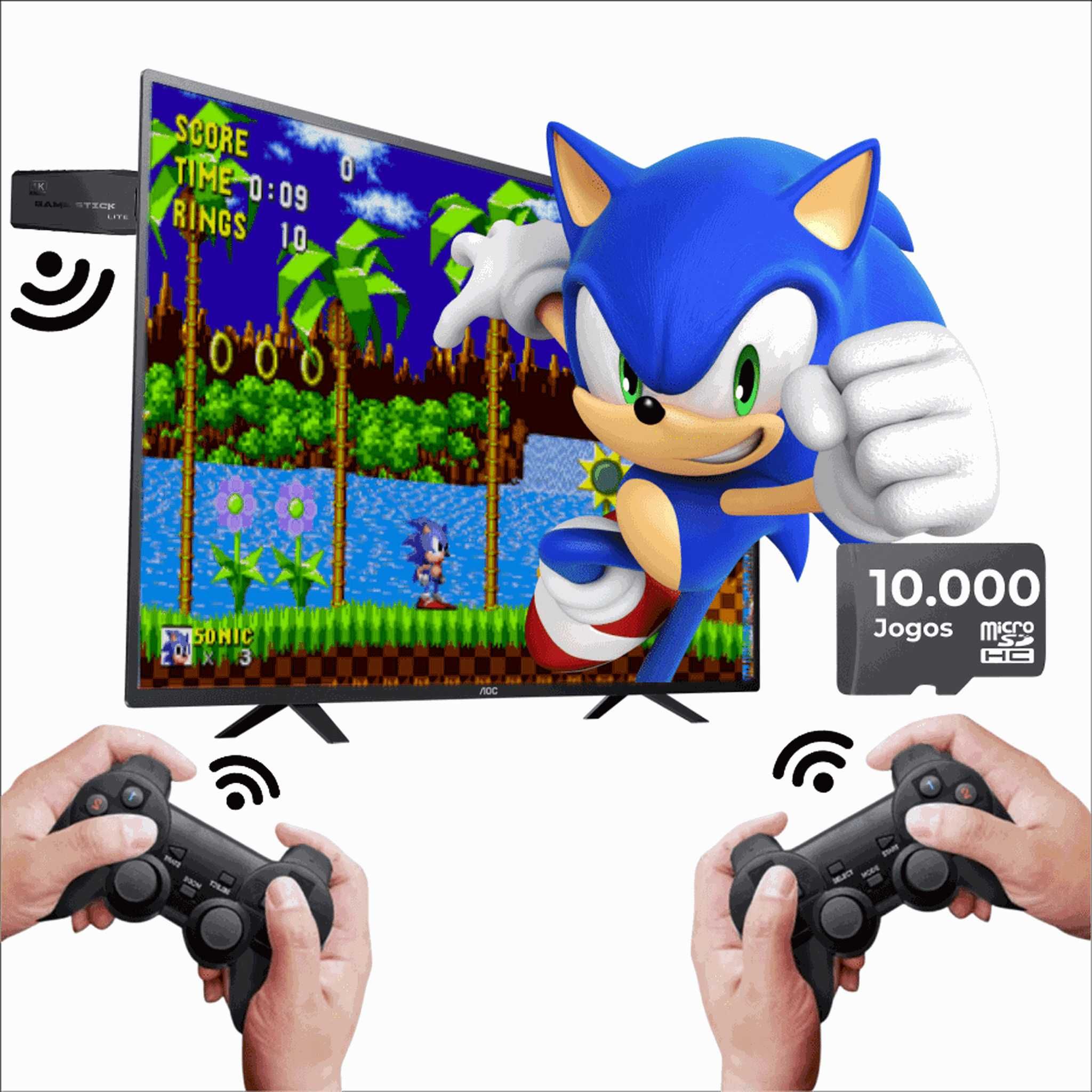 NOVO - M8 GameStick 4K Lite + 10.000 Jogos + 2 Comandos - Na Caixa