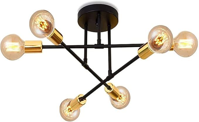 Żyrandol Retro Wenppran Metalowy Sputnik 6 lamp Czarny E27