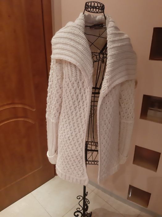 Sweter Zara M włoska Zara akryl wełna zima długi sweter narzutka tkmax