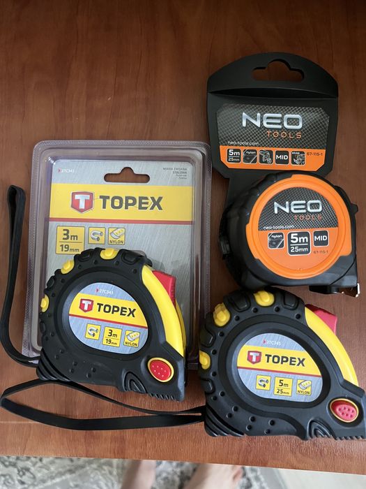 Рулетки вимірювальні магнітні TOPEX 3-5m (3 та 5 метрові) та — Neo 3m