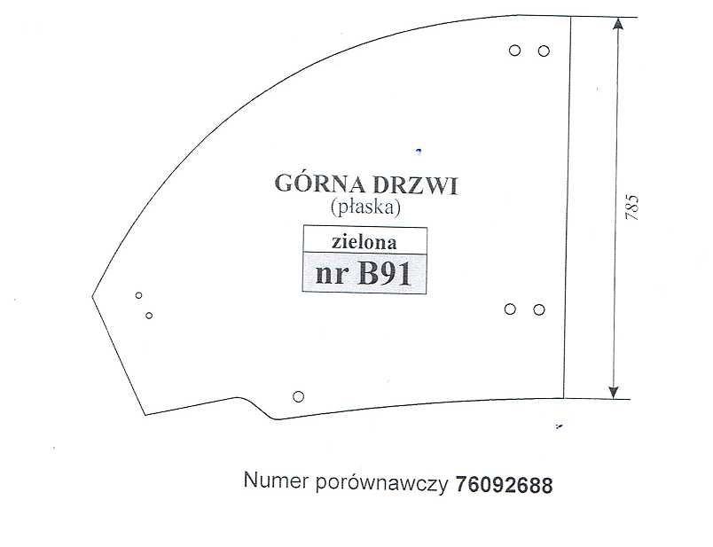 Case TX  130-30, 130-40 New Holland LM 732, 1340, 5040 - szyba B 91
