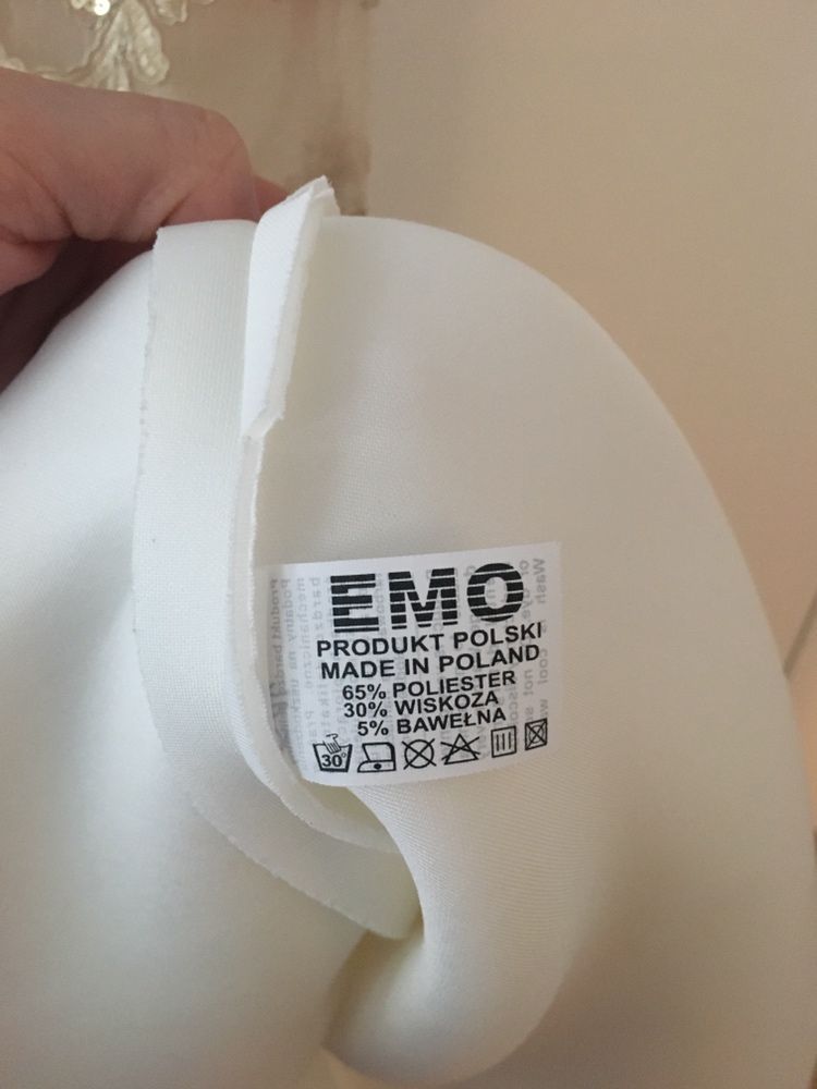 Sukienka elegancka EMO biało-beżowa, 36