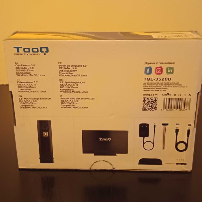 TOOQ External Enclosure for 3.5" IDE/SATA Hard Drives, USB 2.064297543115009122