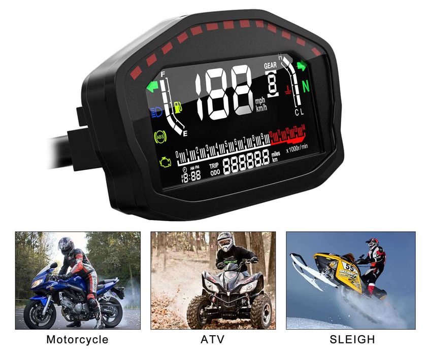 Uniwerslany licznik cyfrowy motocykl quad lcd abs czujnik motocyklowy
