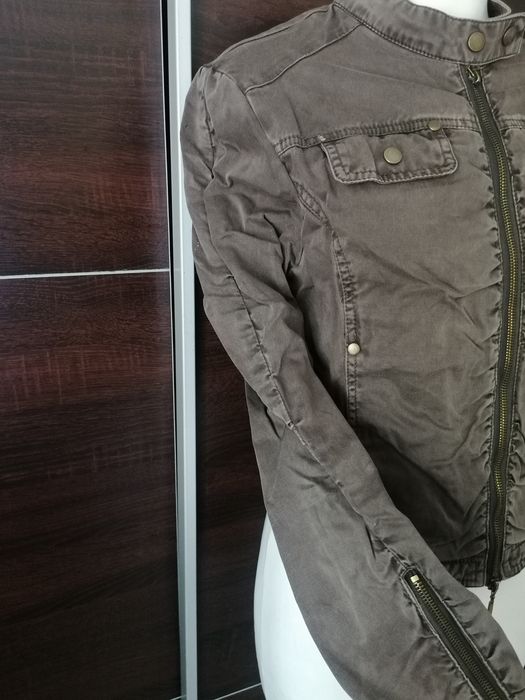 Kurtka typu biker cienka khaki M 38 L 40