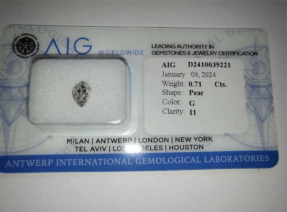 Diament  naturalny 0,71 ct. P1/G