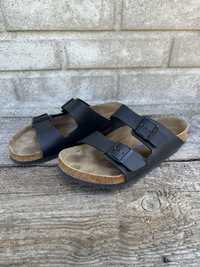 Czarne, skórzane sandały, klapki Birkenstock “Arizona”, rozmiar 45