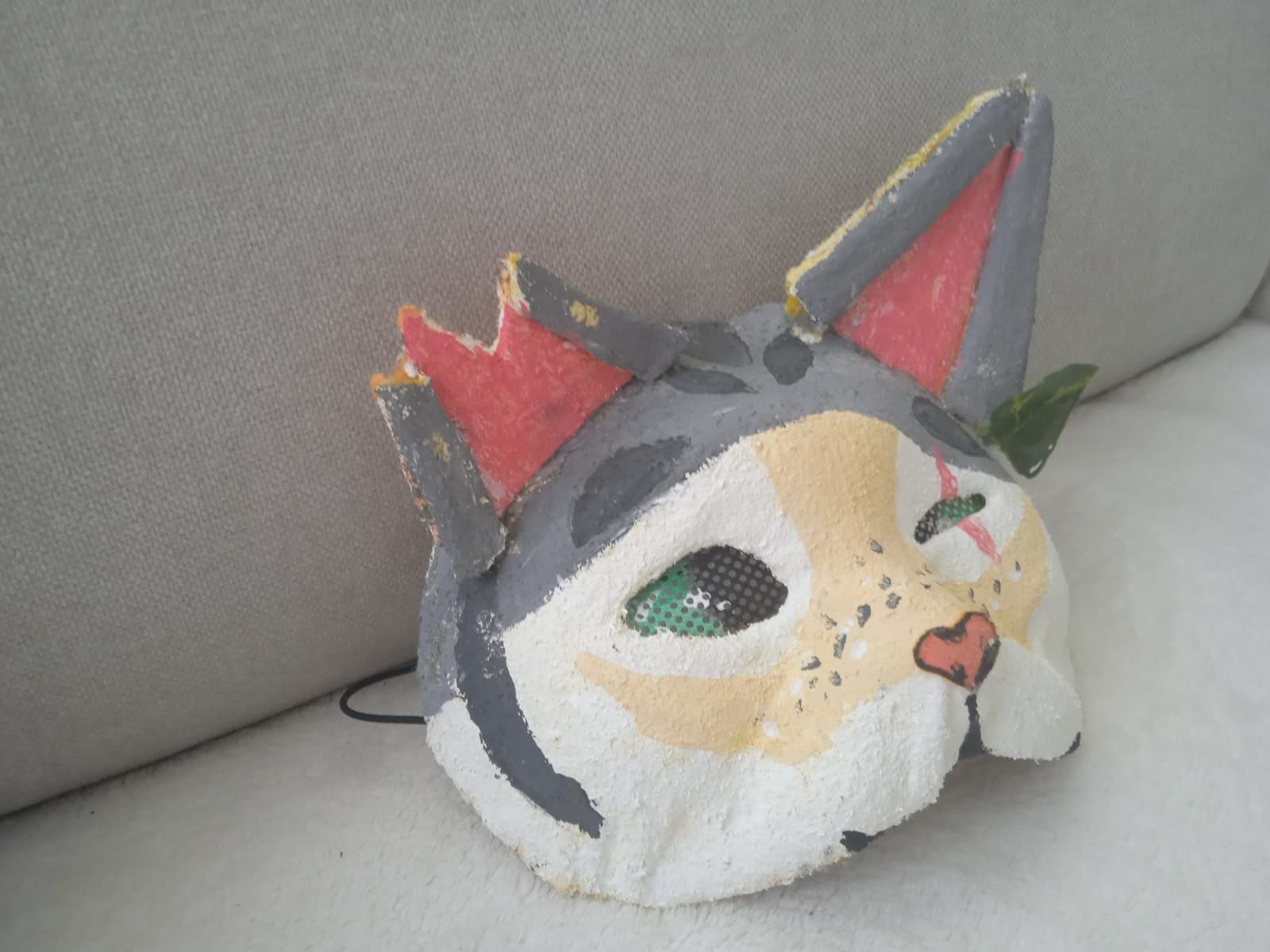 Maska KOTA, kot, cat mask wykonana ręcznie przez 11-latkę