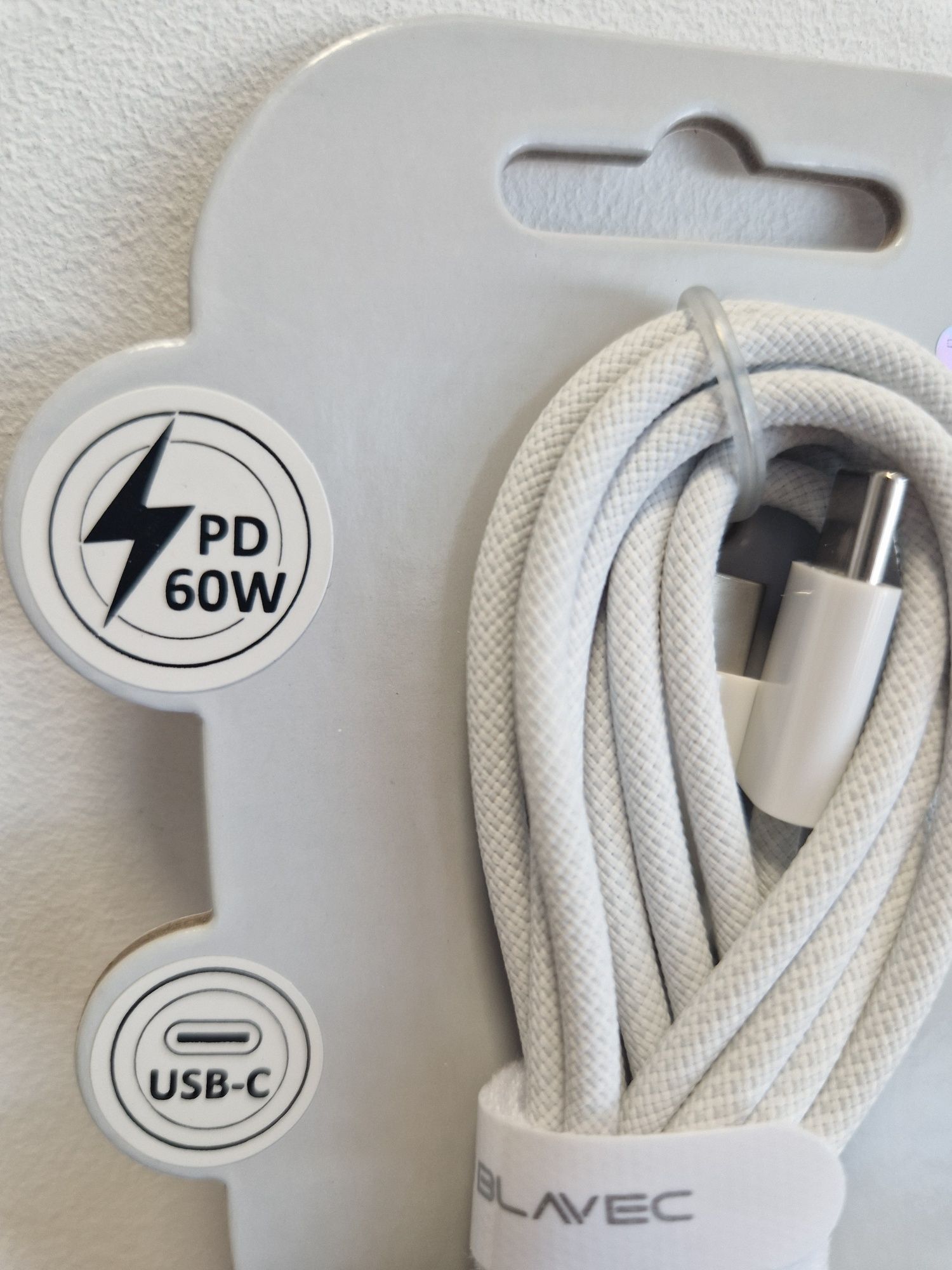 Blavec Kabel Candy oplot - Typ C na Typ C - PD 60W 3A 2 metry