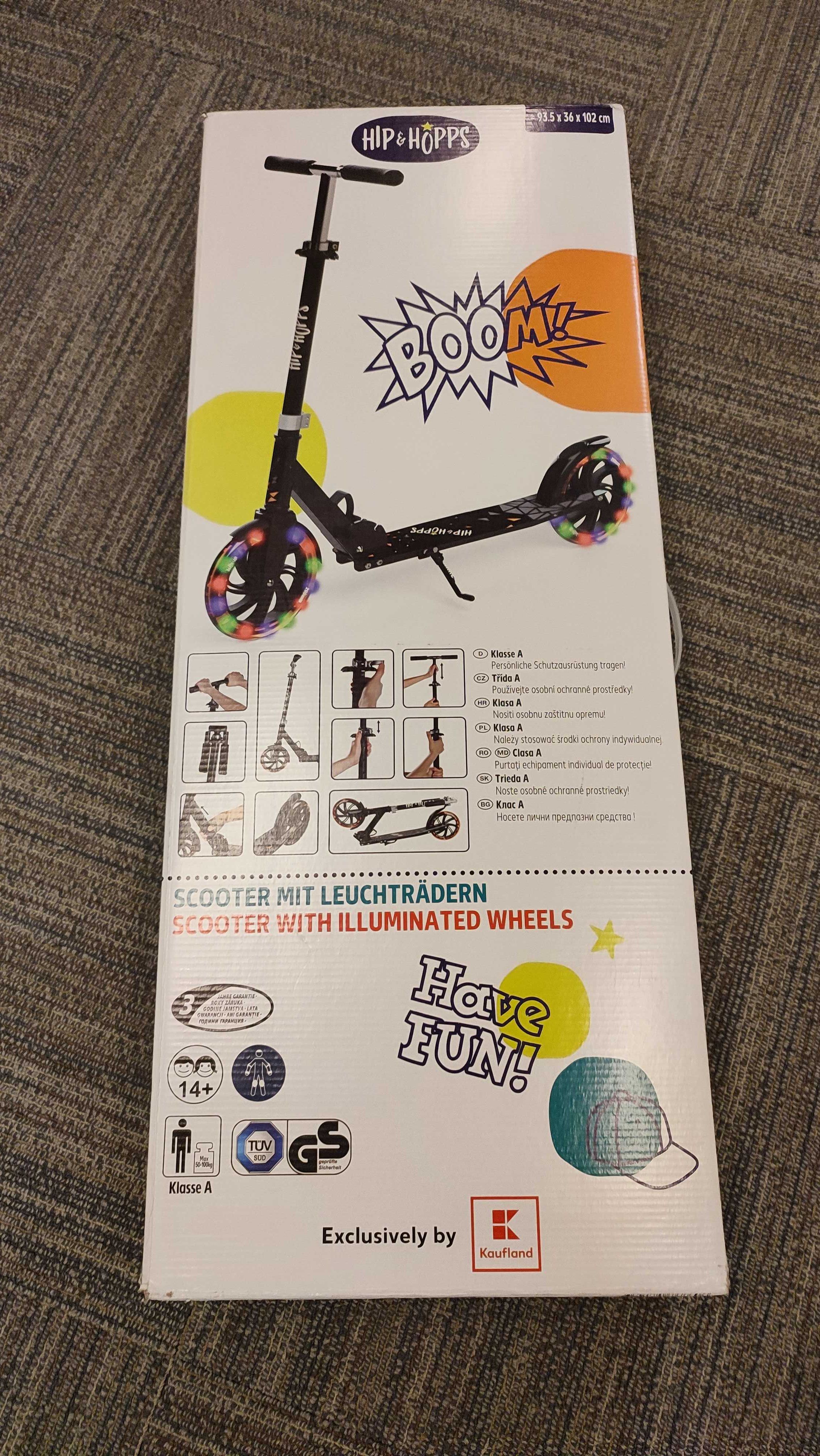 Hulajnoga Hip Hoops świecące koła 20 cm składana dzwonek lampka
