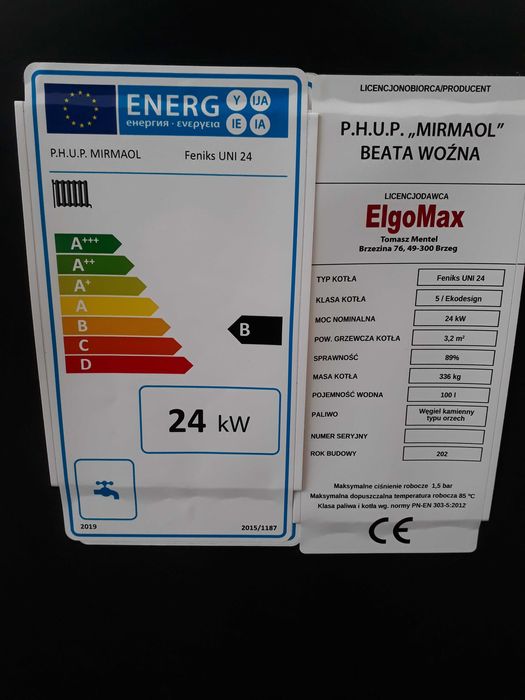 Piec Kocioł Węgiel/Drewno/Chrust 24kw do 280m2 Duży zasyp 5 KLASA RATY