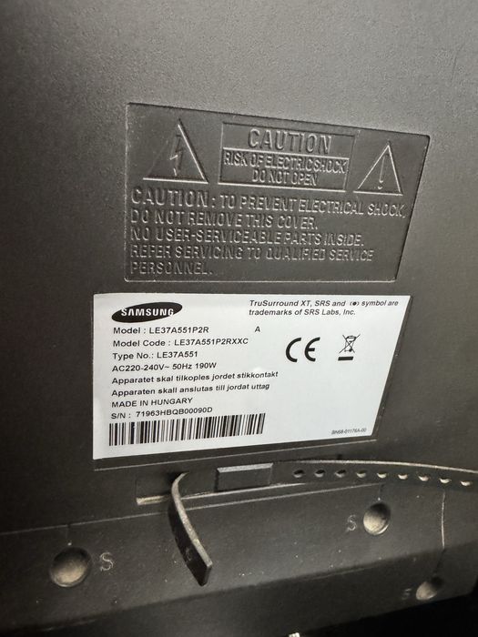 Uszkodzony telewizor Samsung 37 cali