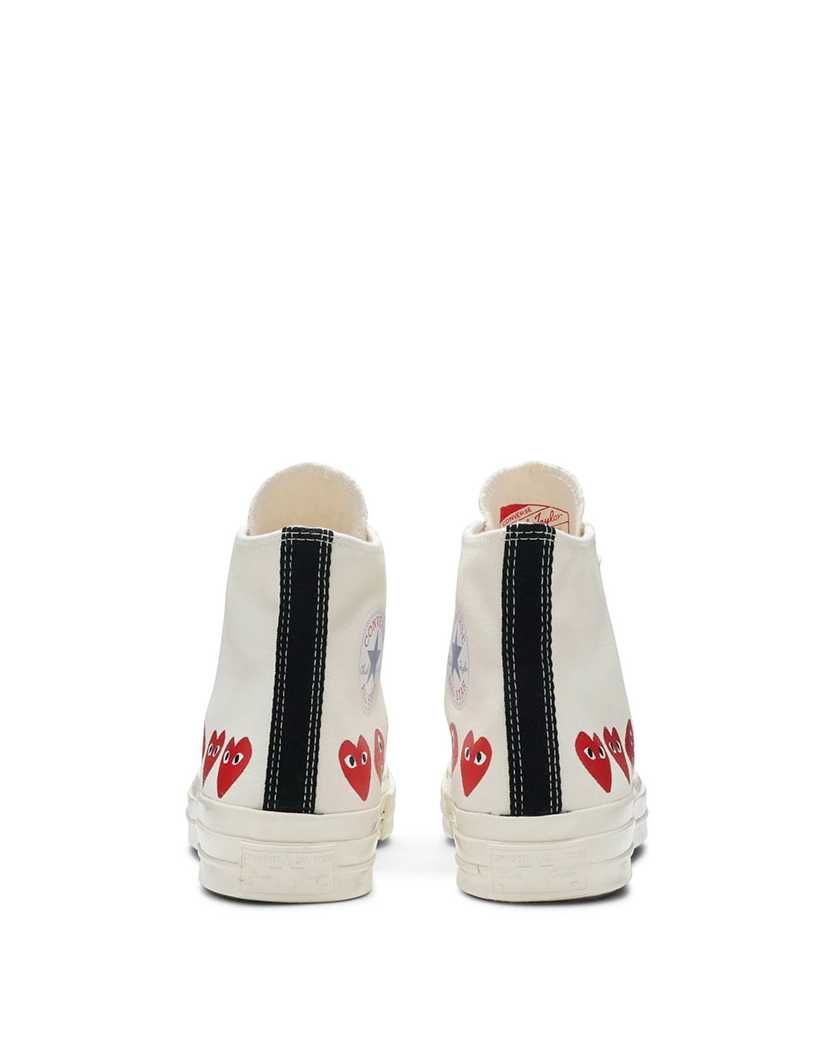 Кеди Converse x Comme Des Garcons Play Red Multi Hearts High Top White