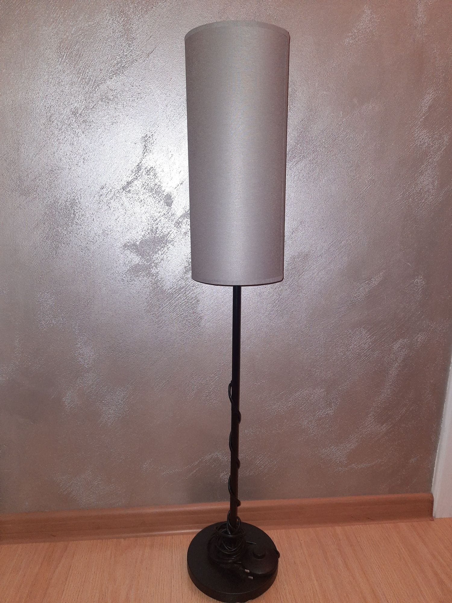 Lampa podłogowa szary klosz 92 cm