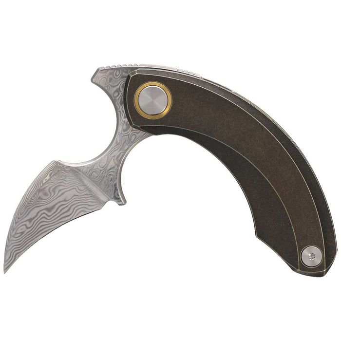 Nóż składany Bestech Strelit Bronze Stonewashed Titanium, Damascus