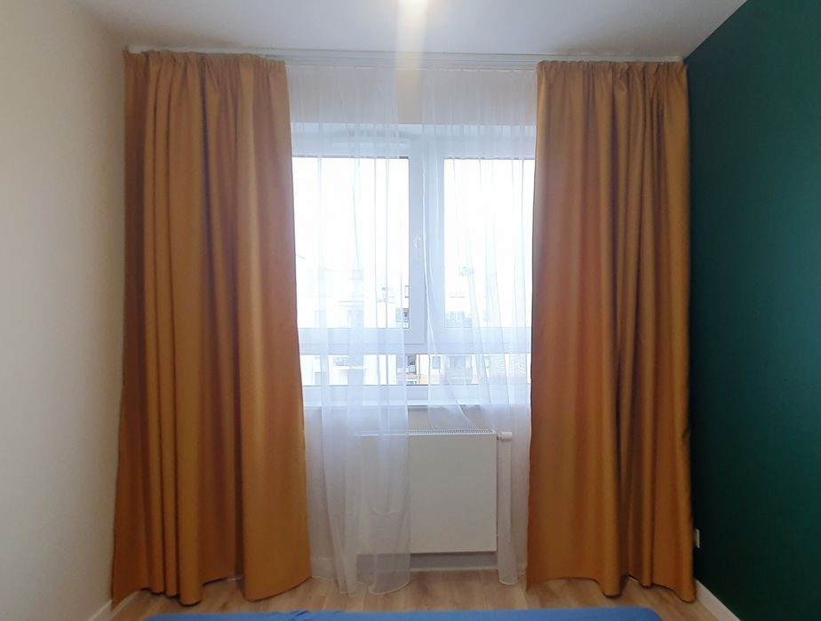 Zasłony musztardowe zaciemniające 2 sztuki 145x260 taśma