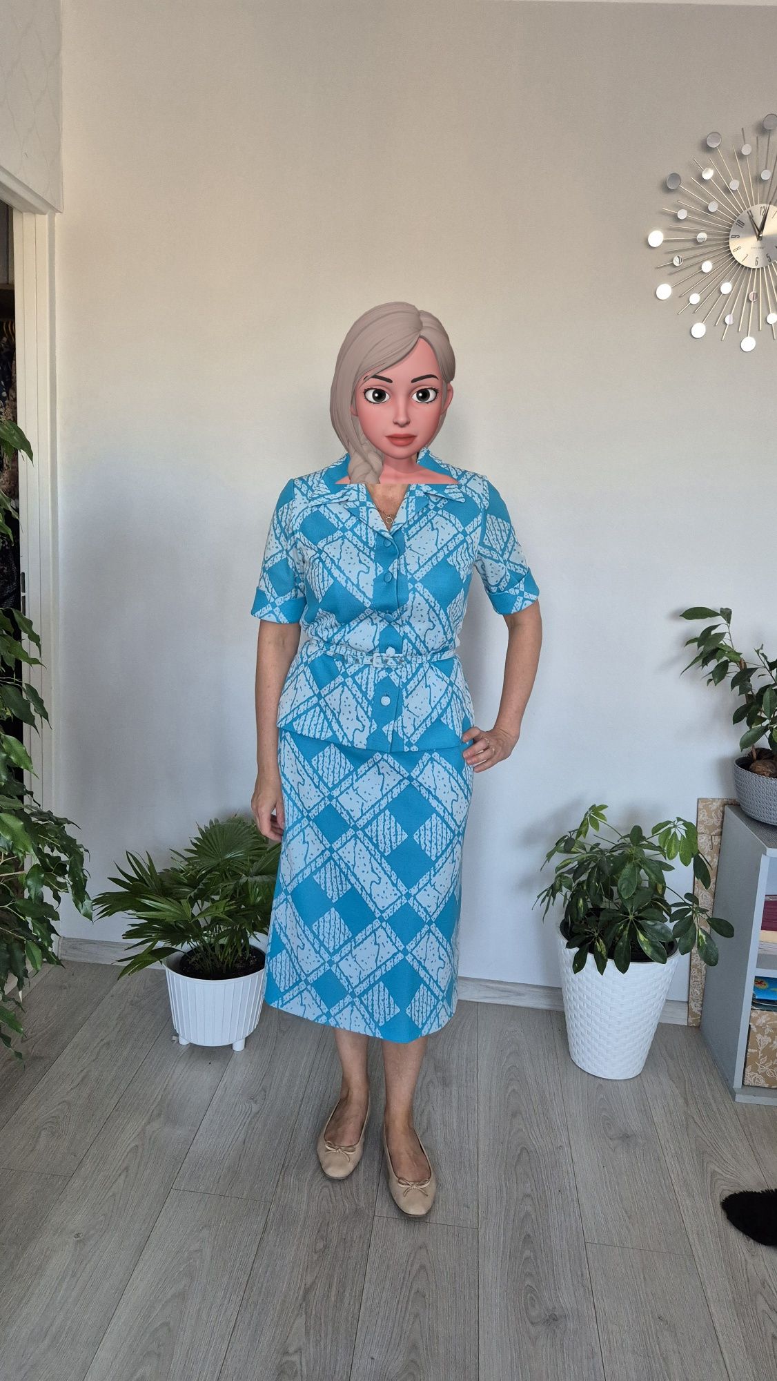 Marynarka+spódnica vintage PRL rozm M