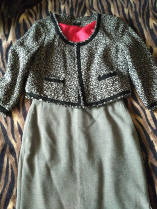 Юбка ZARA карандаш серая с карманами разрез длинная