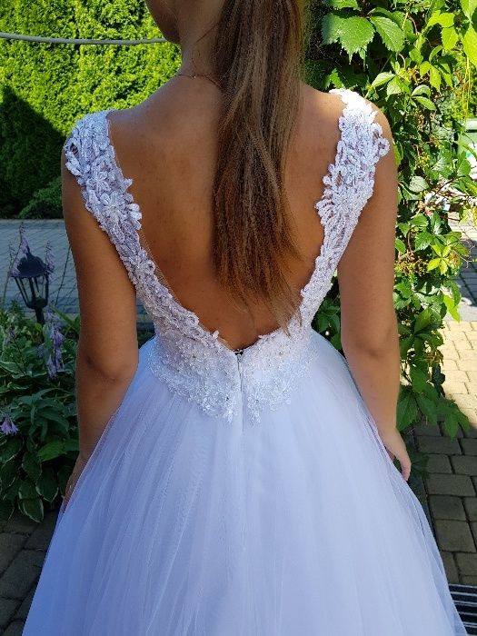 Suknia ślubna księżniczka XS - S  śnieżna biel tiul