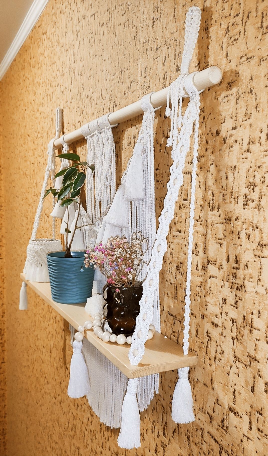 Поличка підвісна у техніці Макраме (handmade/Бохо/Декор) ПОДАРУНОК