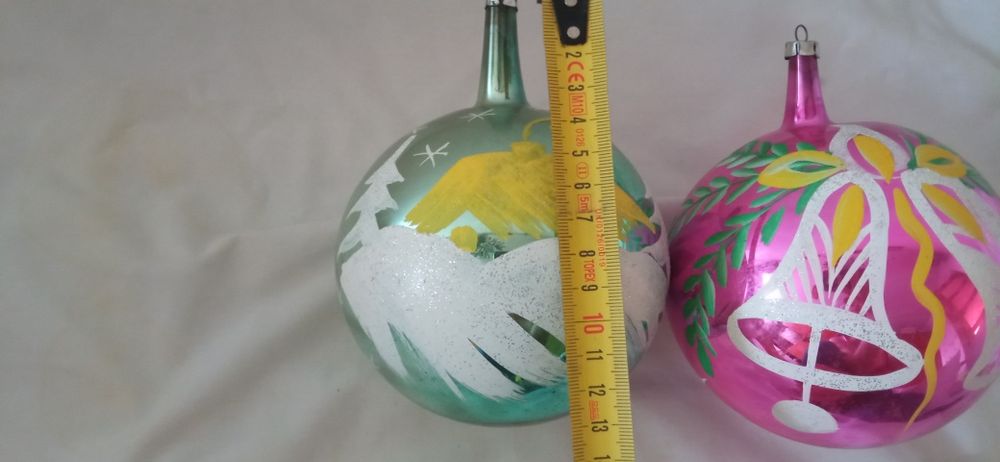 Bombki szklane vintage ręcznie malowane duże 20 cm