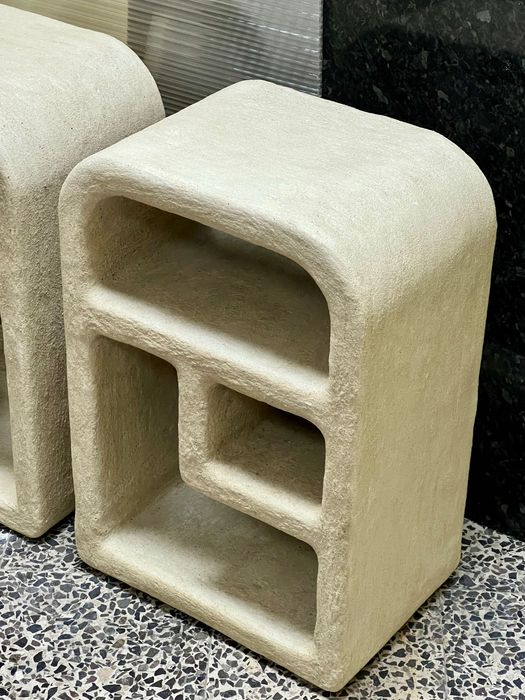 Nakastlik – Stolik, Szafka Nocna z Tynku Gliniano-Marmurowego | beż