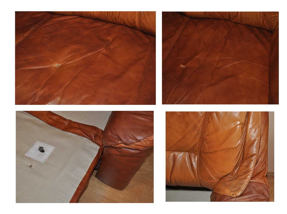 KOMPLET KLER (3+2+1) skóra nat. rzeźbiony dąb!