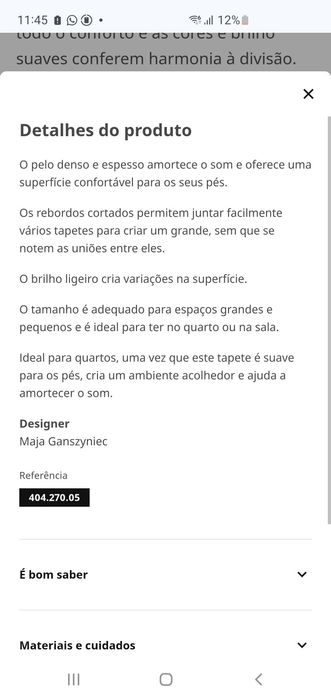 Tapete STOENSE IKEA - Cinza