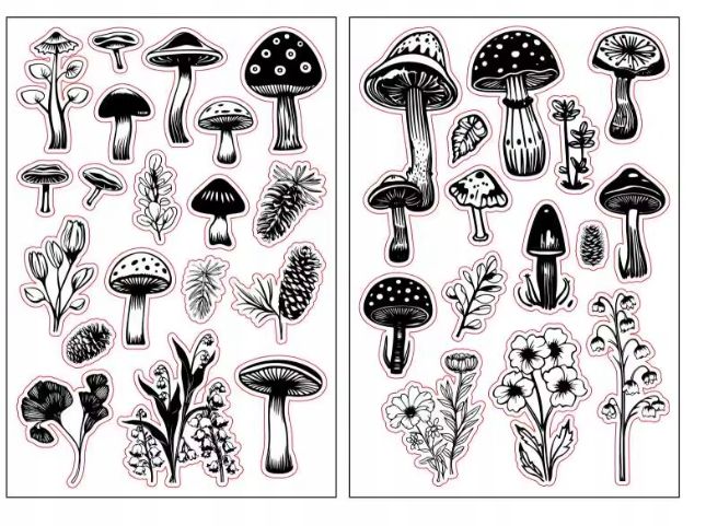 Zestaw 10 Szt Przezroczystych Stempli Silikonowych - Grzybki Diy