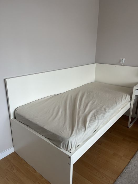 Łóżko jednoosobowe FLAXA białe IKEA oraz materac 90cmx200cm