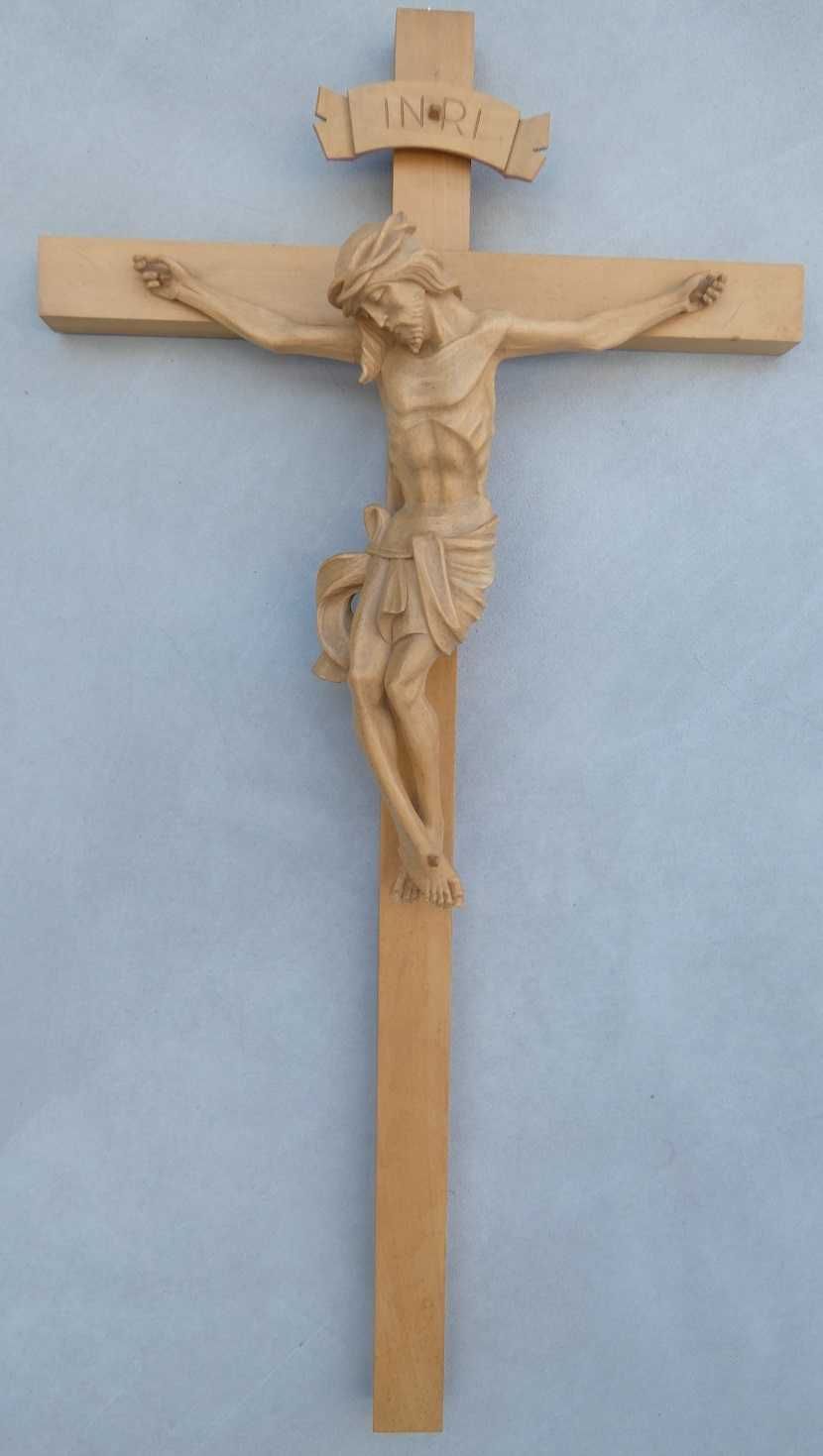 Krzyż Krucyfiks JEZUS pasyjka rzeźba drewno 95 cm